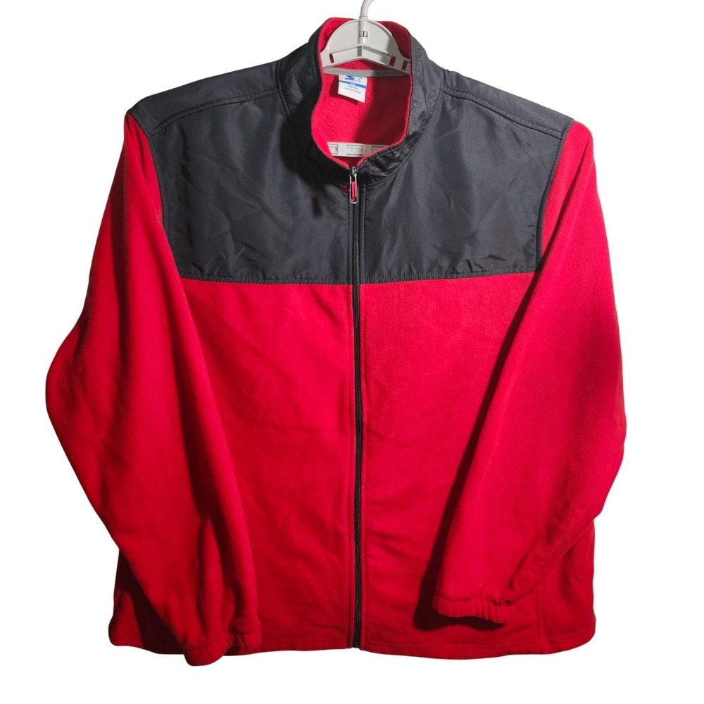 Starter Mens 2XL Red Black Fleece Full Zip Jacket RM3644ZB Classic Red